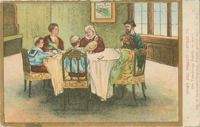 Der Versöhnung - Familie versammelt / Day of Atonement forgiving - Family gathered about the table / סדר הכפרות - להמשפחה סביב השולחן