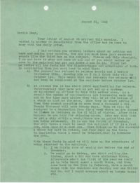 Letter from Sidney Jennings Legendre, August 31, 1945