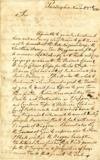 Letter from Christian Febiger to Nathanael Greene