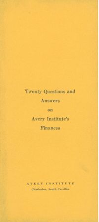 Booklet on Avery Institute's finances.
