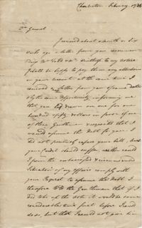 Letter from John F. Grimke to General Robert Howe, February 1784