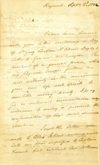 Letter from Nathaniel Pendleton to Nathanael Greene