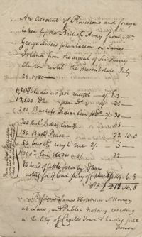 An account of provisions and forage taken by the British Army from W. George Rivers plantation on James Island, July 29, 1780