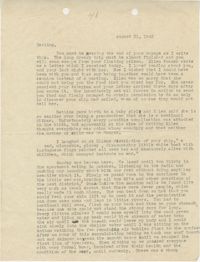 Letter from Sidney Jennings Legendre, August 31, 1943