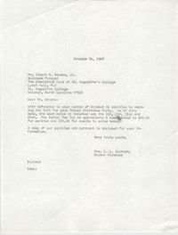 Letter from Christine O. Jackson to Albert N. Brooks, Jr., October 24, 1967