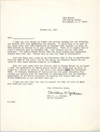 Letter from Christine O. Jackson, October 26, 1967