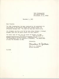 Letter from Christine O. Jackson to Parents, November 1, 1967