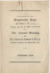 Program to Hospitality Hour and the Annual Meeting for the Y.W.C.A. of Greater Charleston, January 29-30, 1939