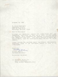 Letter from Dorothy Jenkins to Janice Washington, NAACP, November 15, 1989