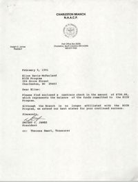 Letter from Dwight C. James to Elise Davis-McFarland, February 5, 1991