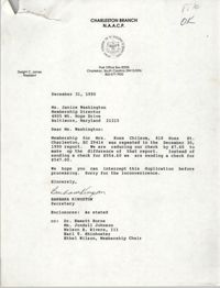 Letter from Barbara Kingston to Janice Washington, December 31, 1990