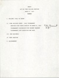 Agenda, ACT-SO Fundraising Meeting, NAACP, March 9, 1993