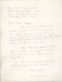 Letter from Christine O. Jackson to C. D. Cooper, November 12, 1967