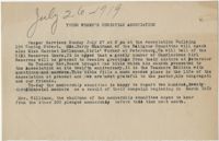 Coming Street Y.W.C.A. Vesper Service Announcement, July 26, 1919