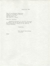 Letter from Mrs. Joseph Brockington to M. B. Holloway, August 16, 1966