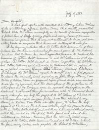 Handwritten letter from Reginald C. Barrett Jr. to Russell Brown, July 17, 1985