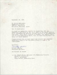 Letter from Dorothy Jenkins to Janice Washington, NAACP, September 15, 1989