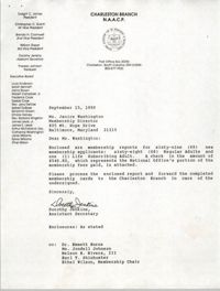 Letter from Dorothy Jenkins to Janice Washington, NAACP, September 15, 1990