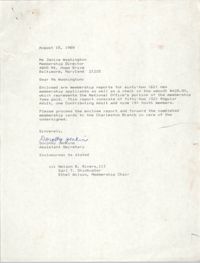 Letter from Dorothy Jenkins to Janice Washington, NAACP, August 15, 1989