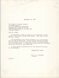 Letter from Christine O. Jackson to Russell H. James, September 22, 1967