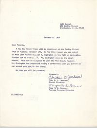 Letter from Christine O. Jackson and Marguerite D. Greene to Parents, October 6, 1967