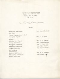 Agenda, Coming Street Y.W.C.A. Committee on Administration, May 15, 1967