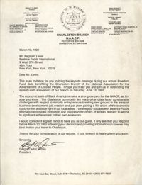 Letter from Dwight Cedric James to Reginald Lewis, March 10, 1992