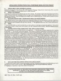 Application for a Temporary Beer and Wine Permit, South Carolina Alcoholic Beverage Control Commission, revised June 1990