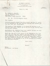 Letter from Russell Brown to Raymond W. Barrett, March 12, 1985