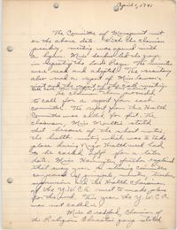 Minutes to the Committee of Management, Coming Street Y.W.C.A., April 1, 1941
