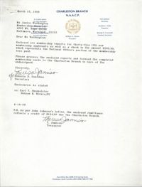 Letter from Deboria D. Gourdine to Janice Washington, NAACP, March 15, 1989