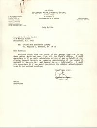 Letter from Raymond S. Baumil to Russell Brown, July 6, 1984