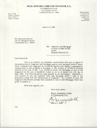 Letter from Harry C. Belk to Raymond Barrett, March 13, 1984