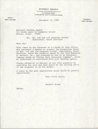 Letter from Russell Brown to the National Bonding Agency, December 15, 1983