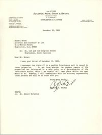 Letter from Raymond S. Baumil to Russell Brown, December 20, 1983