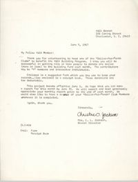 Letter from Christine O. Jackson to Y.W.C.A. Members, June 5, 1967