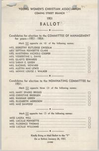 Coming Street Y.W.C.A. Ballot, 1951