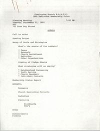 Planning Meeting Agenda, Radiothon Membership Drive, National Association for the Advancement of Colored People, September 11, 1990