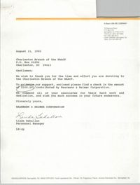 Letter from Linda Bakalian to Gentlemen, August 21, 1990
