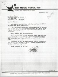 Letter from Maurice Fox to Jerome Clemons, August 21, 1990