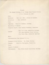 Program for the Annual Meeting of the Coming Street Y.W.C.A., February 15, 1938