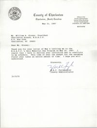 Letter from W.A.C. Furtwangler to William A. Glover, May 21, 1987