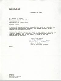 Letter from James M. Deaton to Dwight C. James, October 30, 1989