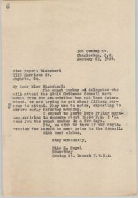 Letter from Ella L. Smyrl to Rupert Blanchard, January 21, 1929