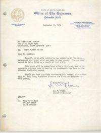 Letter from Lee M. Thomas to Christine Jackson, September 10, 1976