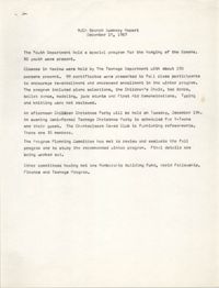 Coming Street Y.W.C.A. Summary Report, December 15, 1967