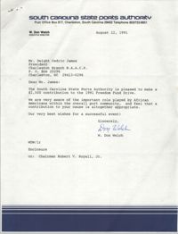 Letter from W. Don Welch to Dwight Cedric James, August 22, 1991