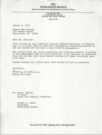 Letter from Rodney Williams to Gurtha May Forrest, August 5, 1993
