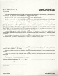 Owners Affidavit as to Non-Existence of Liens, Bankers First Mortgage Corporation/Bankers First Federal Savings & Loan Association