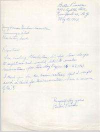 Letter from Belle Pinson to Coming Street Y.W.C.A. Registrar, May 31, 1967
